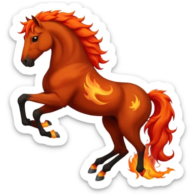 red fire horse with front leg upside  sticker