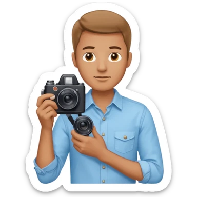man hold film Camera on his shoulder sticker