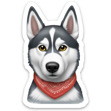 Siberian husky with a bandana on sticker