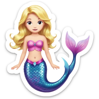 Blonde mermaid with pink tail sticker