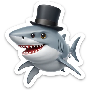 Shark with a top hat sticker