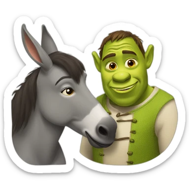 shrek kissing donkey sticker