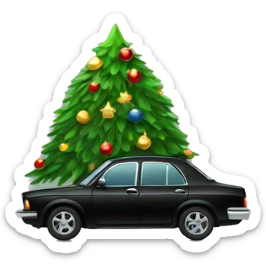 Christmas black car with Christmas tree sticker