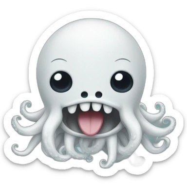 cute white kraken with cute face crying sticker
