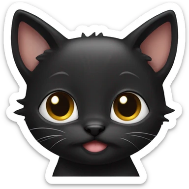 Cute black kitten silly sticker
