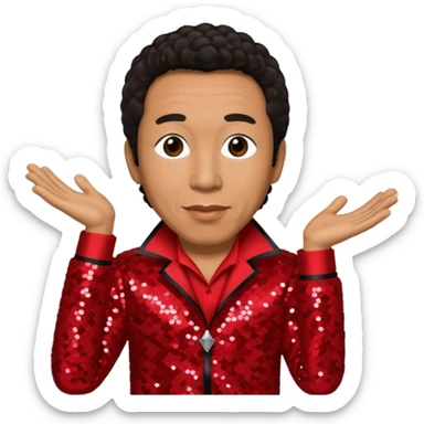 Smokey Robinson with dark brown hair, red sequin outfit sticker