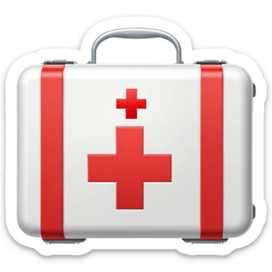 First aid kit with a red cross sticker