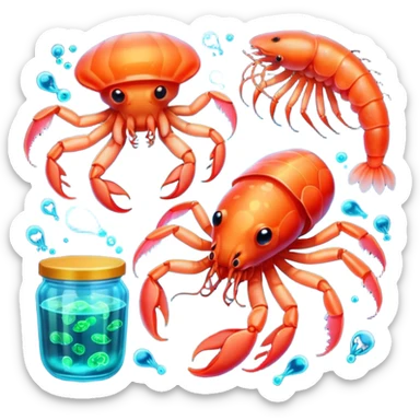 Neon glowing jelly-prawn-crab-squid  sticker