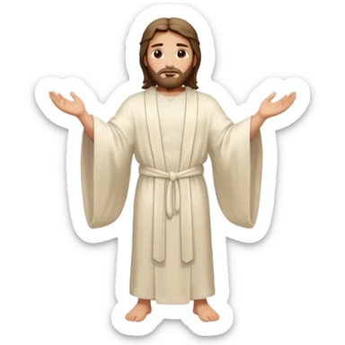 fullbody jesus christ jacked, sleeveless white robe and arms crossed sticker