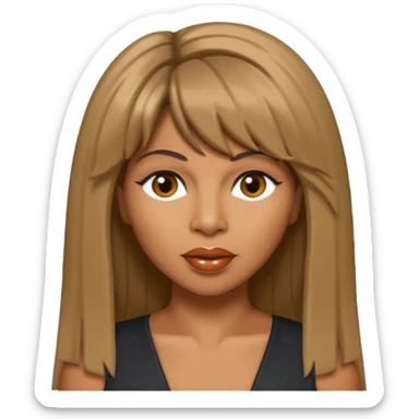 Tina Turner with long brown straight hair sticker