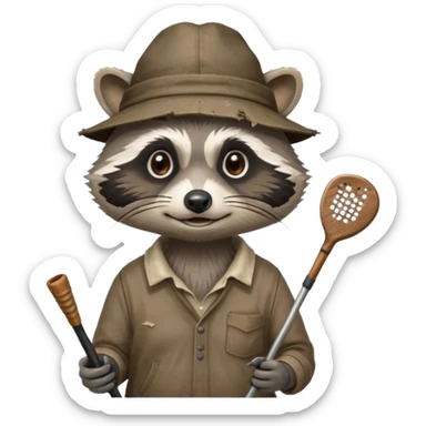 Hobo raccoon golfing  sticker