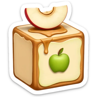 apple slice cube with peanut butter sticker