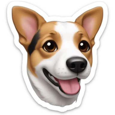 Jack russel corgi mix with black mouth and nose sticker