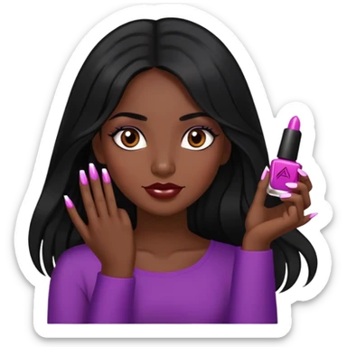 Long black hair Latina girl nails sticker