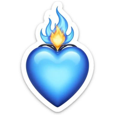 Blue heart with blue flame sticker