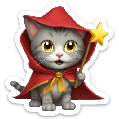 Cat with red cloak and yellow wand  sticker