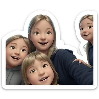 smiling girls by the window sticker