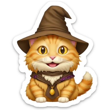 Very Simple yellow cat emoji wearing a sorting hat sticker