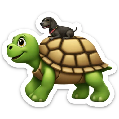 Turtle ride a dog sticker