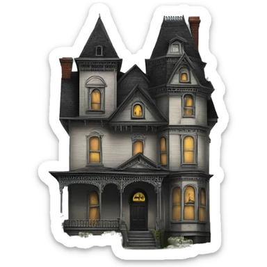 Side view Victorian style . Haunted Addams 8 story house.  sticker