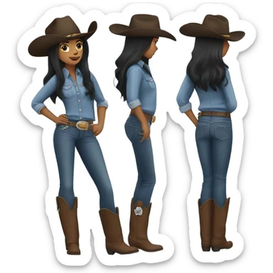 Black hair cowgirl sticker