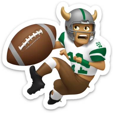 Viking football player spiking the football on a ram sticker
