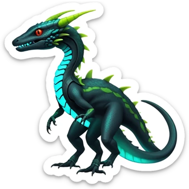 futuristic lush warm-colored neon-colored Fakémon-Trico-Drakeon-Salandit-creature (full body) sticker