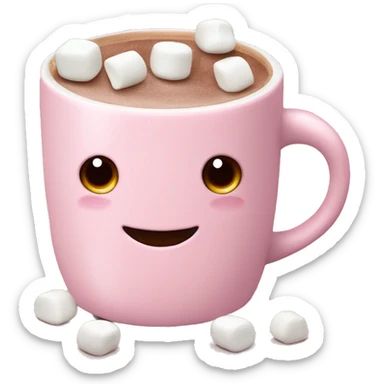 Light Pink mug of hot chocolate with marshmallows  sticker