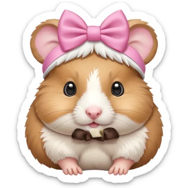 cute hamster wearing a bow on its head sticker