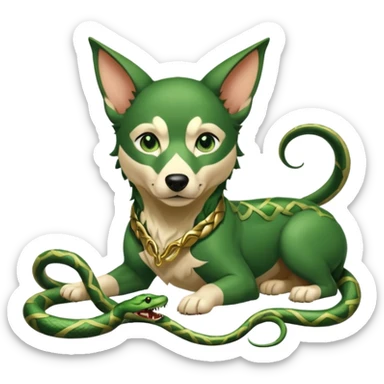loki god of mischief as a dog. he as snakes.  dynamic pose sticker
