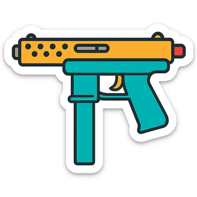 Tec-9 gun, ultra-realistic, detailed metal and plastic, icon sticker
