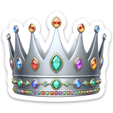 silver feminine crown with rainbow gemstones sticker