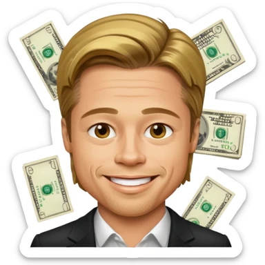 Bradd pitt with cash  sticker