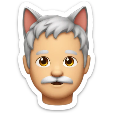 fat grandfather cat ears sticker