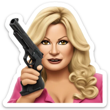 Jennifer Coolidge with a gun sticker