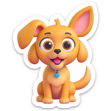 playful dog, shiny texture, wagging tail, big eyes, 3D emoji style sticker