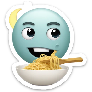 Moon eating spaghetti sticker