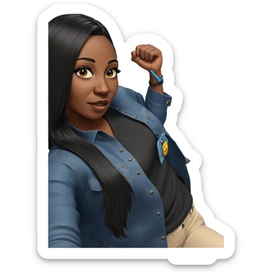 dark skin girl in office sticker