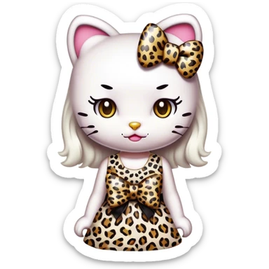 Hello kitty white leopard dress leopard bow sticker
