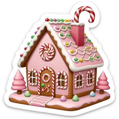 light pink and gold and white gingerbread house sticker