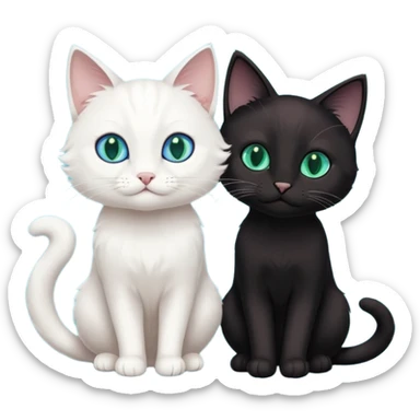 Black cat play with white cat sticker