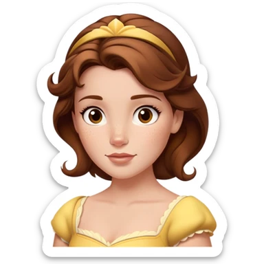 Disney Princess Belle from Beauty and the Beast with brown hair and face with freckles sticker