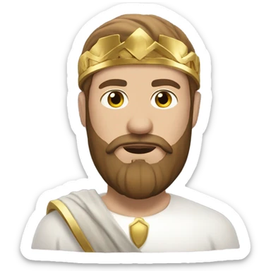 a bearded man, wearing a white tunic, with a golden circle on top of his head sticker
