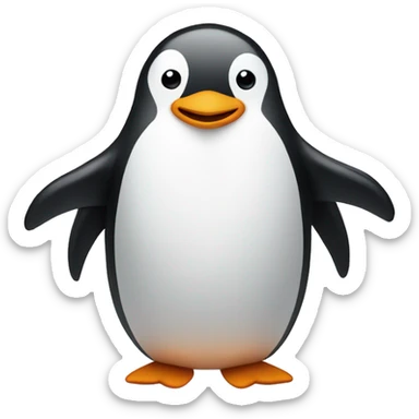 penguin with its hands in the back & looking up with its eyes closed sticker