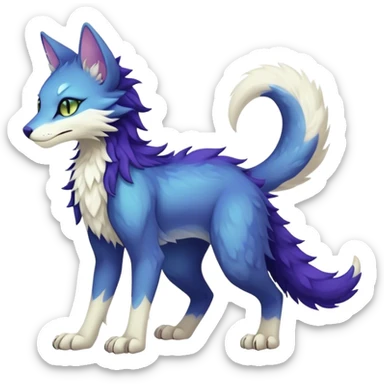 Kawaii dark cute vibrant edgy fantasy ethereal feline-vernid-sergal-fursona animal creature with a tufted tail full body sticker