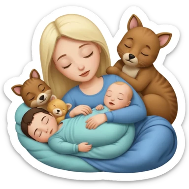 Femme Marie, homme Joseph, et le petit bébé Jesus, et les animaux font tous dodo sticker