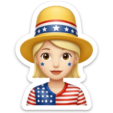 smiling emoji wearing stars and stripes hat celebrating Independence Day sticker