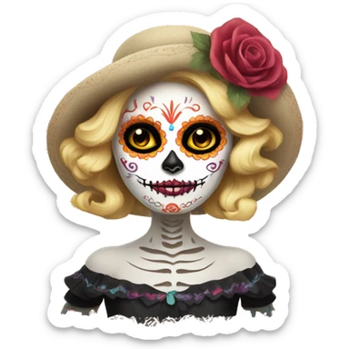 dia de muertos catrina rubia sticker