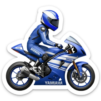 yamaha motorcycle racer with full face helmet sticker