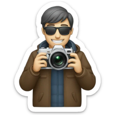 man using a minox brand camera sticker